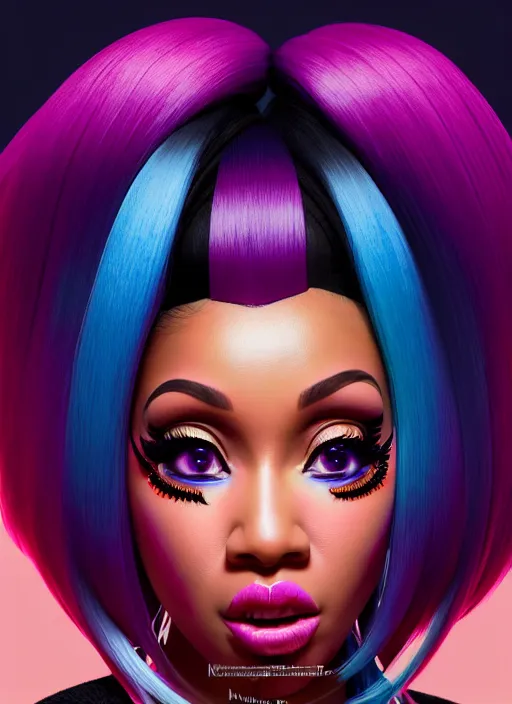 Image similar to nicki minaj and cardi b, evangelion, au naturel, hyper detailed, sharp focus, bokeh, depth of field, digital art, trending in artstation, cinematic lighting, studio quality, smooth render, unreal engine 5 rendered, octane rendered, art style by klimt and nixeu and ian sprigger and wlop and krenz cushart