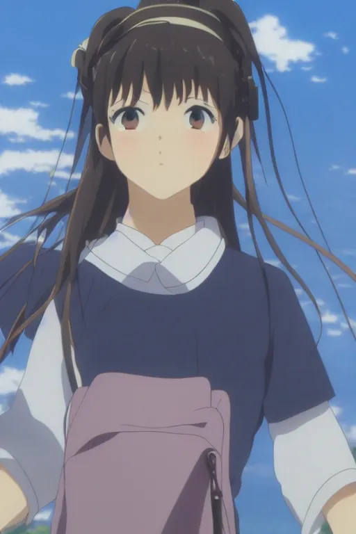 Image similar to A japanese anime high school girl, high detail portrait, Makoto Shinkai kyoto animation