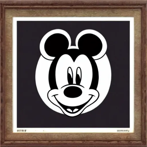 Image similar to Mickey Mouse with three eyes, symmetrical, 1930's illustration