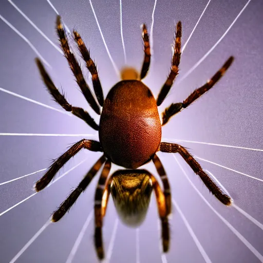 Image similar to macro lens photo of a spider, dynamic lighting, photorealistic, ultra detailed, stunning visuals, blur, studio photo, studio quality lighting, 8 k