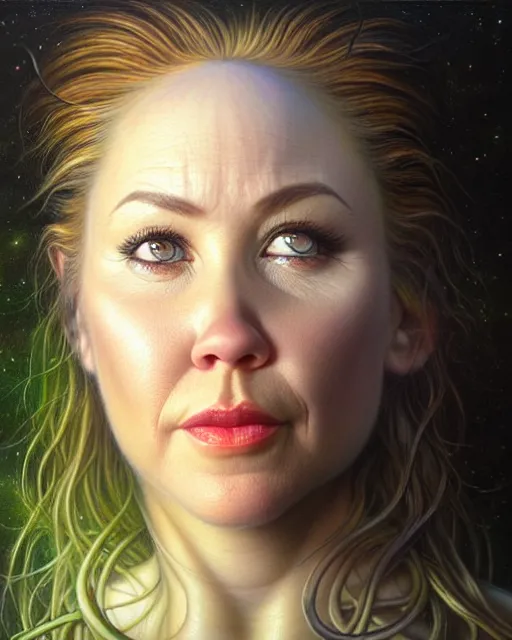 Prompt: detailed portrait of christina applegate apple!! tree! by tomasz alen kopera and peter mohrbacher and johanna martine! and margaret keane! coherent luminescent