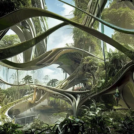 Image similar to epic, ultra detailed, hyper - real alien jungle by zaha hadid and greg rutkowski inside salvador dali