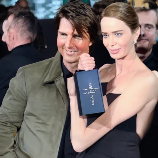 Image similar to emily blunt holding tom cruise's head, edge of tomorrow