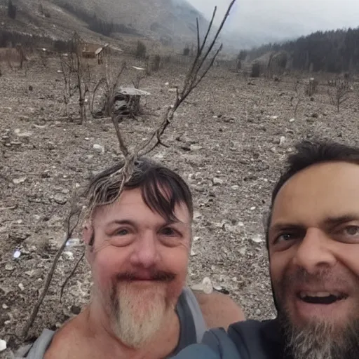 Prompt: The last selfie found on earth after the apocalypse