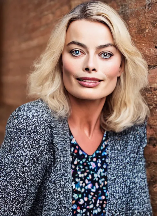 Image similar to DSLR photo portrait still of 63 year old age 63 Margot Robbie at age 63!!!, 85mm f1.8