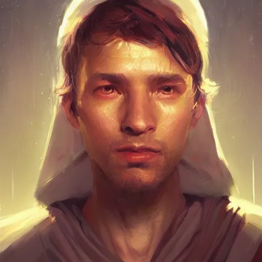 Image similar to portrait of a man by greg rutkowski, owen skywalker from star wars expanded universe, wearing jedi robes, he is about 2 0 years old, highly detailed portrait, digital painting, artstation, concept art, smooth, sharp foccus ilustration, artstation hq