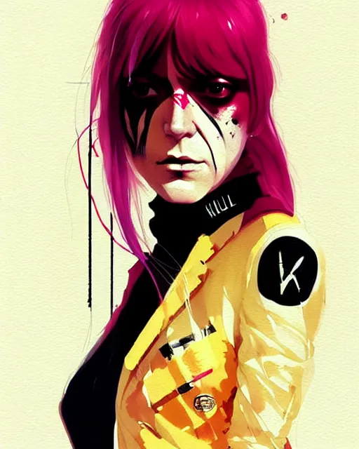 Image similar to a ultradetailed painting of elle driver from kill bill by conrad roset, greg rutkowski and makoto shinkai trending on artstation