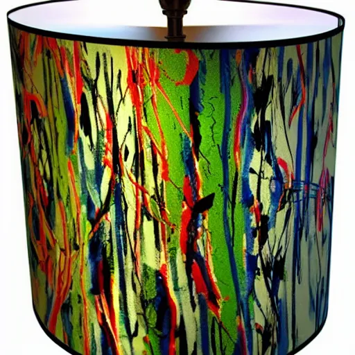 Image similar to table lamp in the style of abstract expressionism designed by jackson pollock