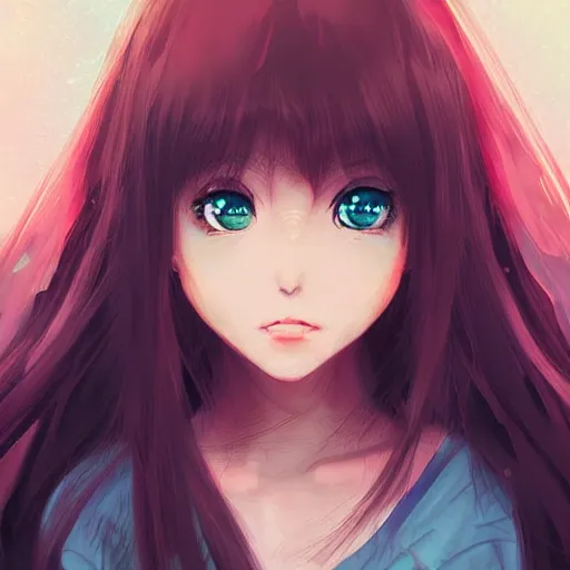 Image similar to anime, digital art, beautiful portrait of a girl by Sam Yang