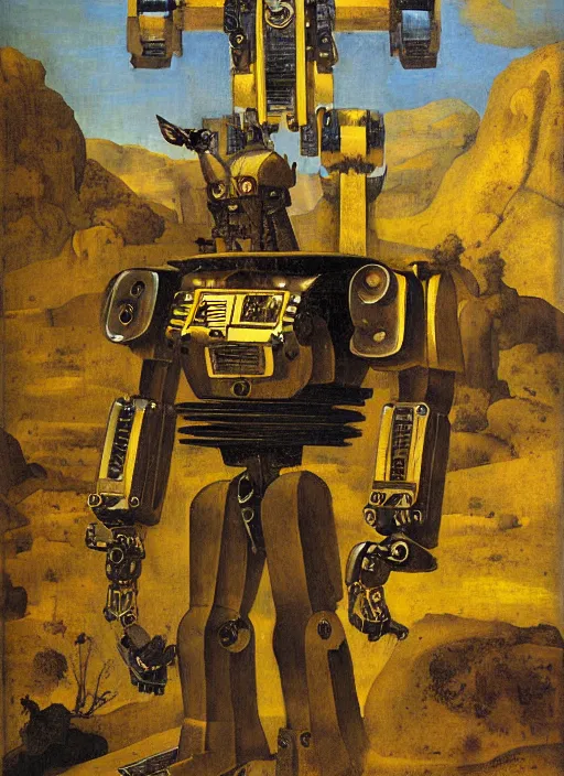 Image similar to mecha robot warrior by Johannes Vermeer