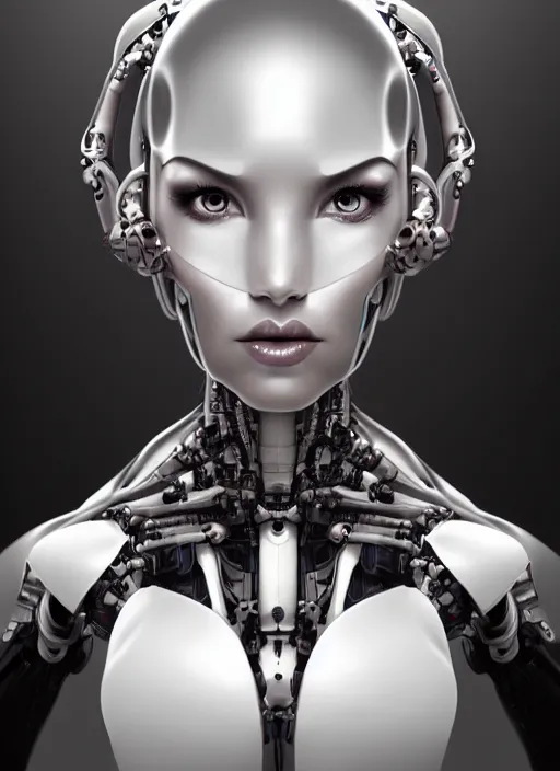 Image similar to portrait of a organic robot woman by Artgerm, biomechanical, hyper detailled, diffuse atmosphere, trending on artstation