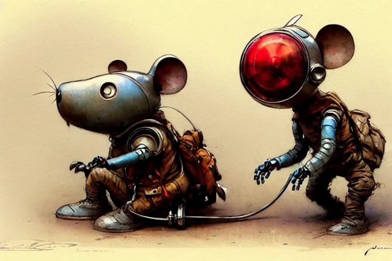 Image similar to adventurer ( ( ( ( ( 1 9 5 0 s retro future robot mouse explorer vehical. muted colors. ) ) ) ) ) by jean baptiste monge!!!!!!!!!!!!!!!!!!!!!!!!! chrome red