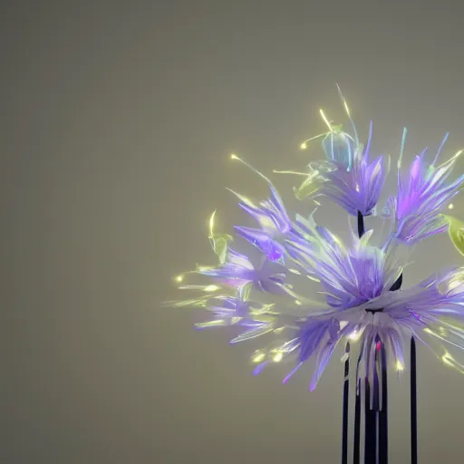 Image similar to Luminescent flower blooming at twilight, cgsociety, r /art, trending on artstation, artstationHD, octane render, highly detailed, vray, volumetric lighting, unreal engine