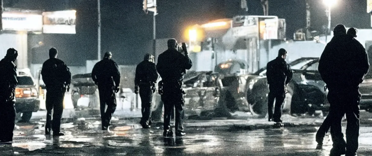 Image similar to crime scene investigation, movie still, by david fincher