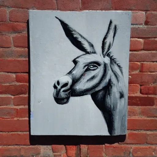 Image similar to donkey made of concrete painting