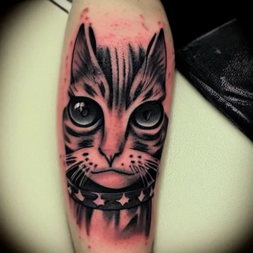 Prompt: circus cat tattoo design