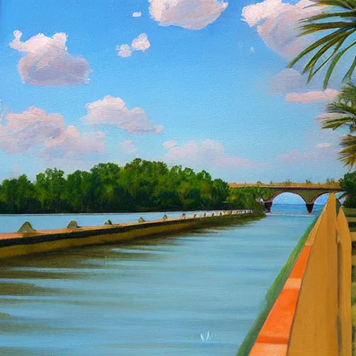 Image similar to beautiful painting of sargent texas high bridge over intracoastal waterway by olaf krans