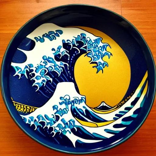 Image similar to The Great Wave as a bowl of ramen,