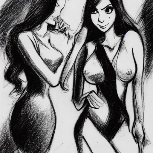 Image similar to milt kahl sketch of victoria justice with kim kardashian body