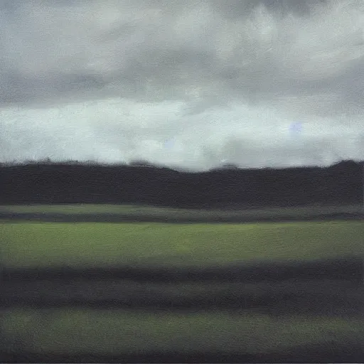 Prompt: “a field with storm oil on black canvas”
