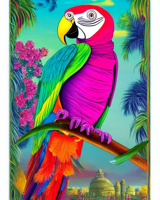 Prompt: the royal parrot by greg hildebrant and lisa frank