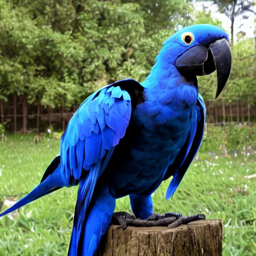 Prompt: Hyacinth macaw with super mario costume