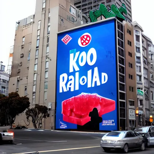 Prompt: bill board in san francisco advertising radioactive kool aid, artstation