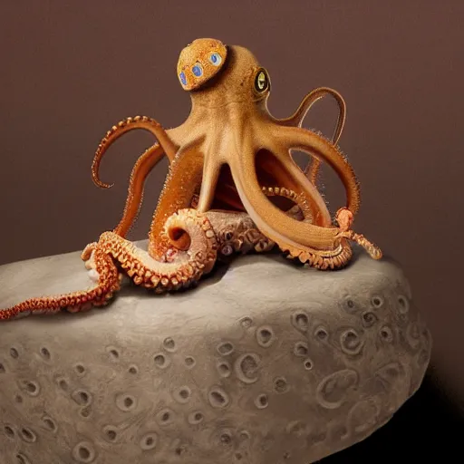 Image similar to an octopus sitting on top of a cat