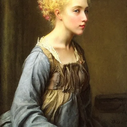 Image similar to A beautiful Blonde Woman with Locks in the style of Sophie Anderson, Portrait