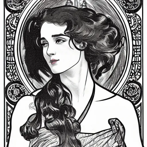 Prompt: a portrait in the style of charles dana gibson and alphonse mucha and virgil finlay.
