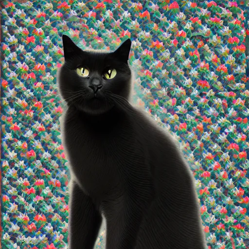 Prompt: portrait of a black cat in a vintage aloha shirt, highly detailed, 8 k, digital consciousness, hyper - realism, photorealistic, octane render, photo, of wind, kissed ashes, lament, photorealism