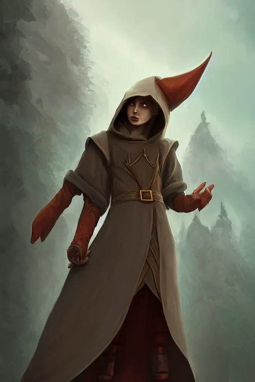 Image similar to beautiful, digital art, androgynous elf wizard, wearing linen hooded cloth. artstation, by bartek fedyczak, erak note, tooth wu, neil richards, kan liu, siwoo kim, jisu choe