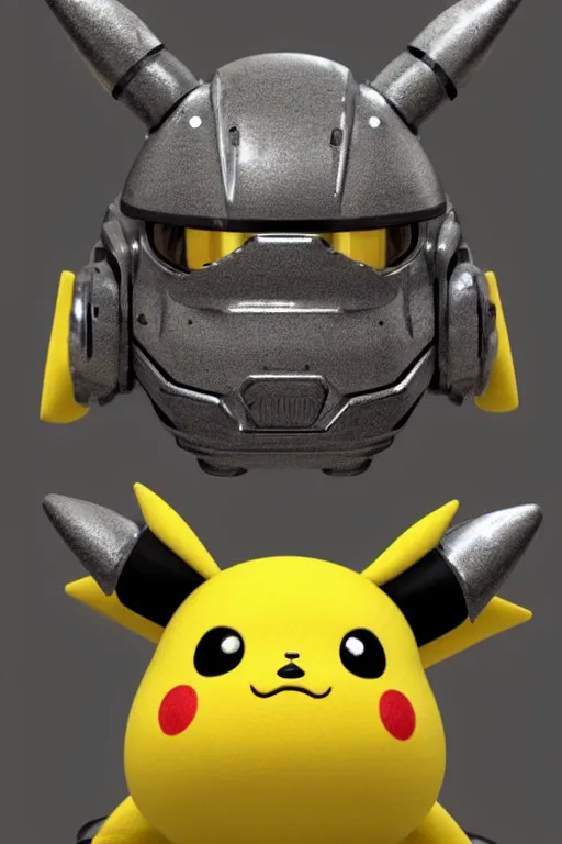 Image similar to portrait of fluffy! pikachu in starcraft glossy terran marine power armor, concept art by wayne reynolds, high quality 3 d render hyperrealist very cute muted color highly detailed, intricate, substance material, vray smooth, soft indoor light, low angle, uhd 8 k, sharp focus, cgsociety