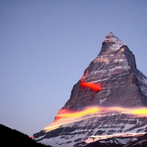 Image similar to indian flag projected illuminated on the matterhorn mountain at night