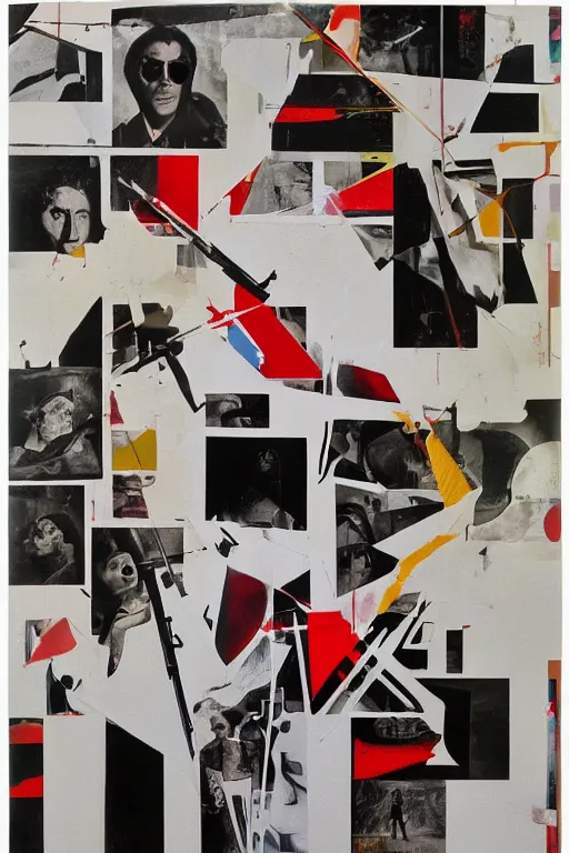 Image similar to life without ammo by richard hamilton and mimmo rotella and violet polsangi, photo realistic, pop art, incrinate, sharp focus, symmetrical, pararel, justify content center, random content, balance and proportional, cleanest image, white frame border