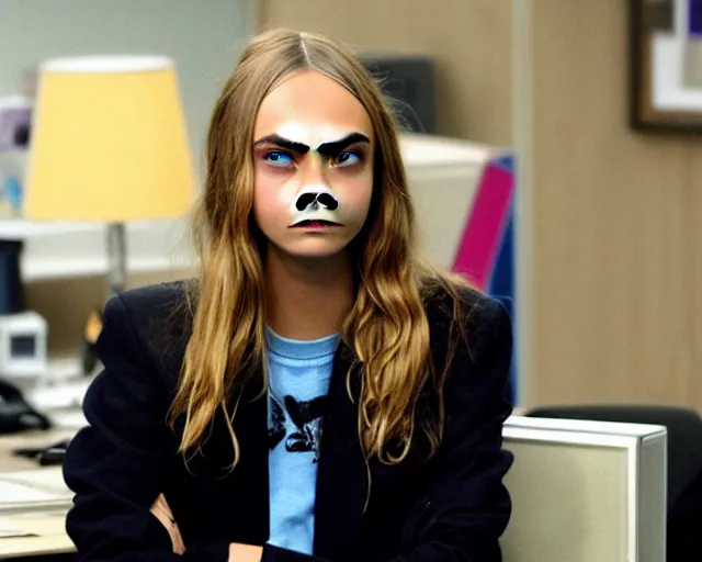 Image similar to very very very very cara delevingne in the The Office TV show