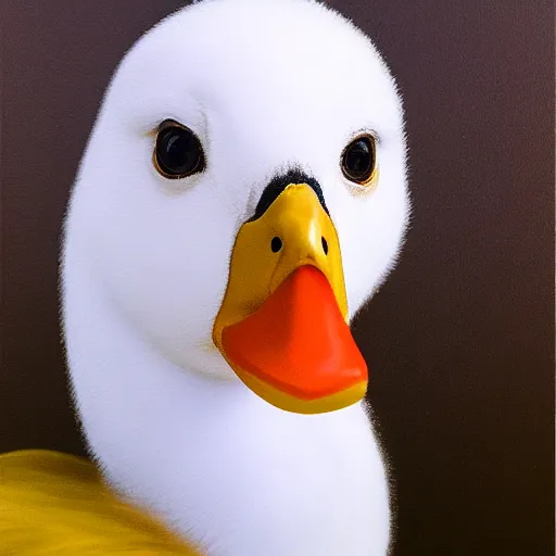 Image similar to realistic white duck portrait. studio photo. cute