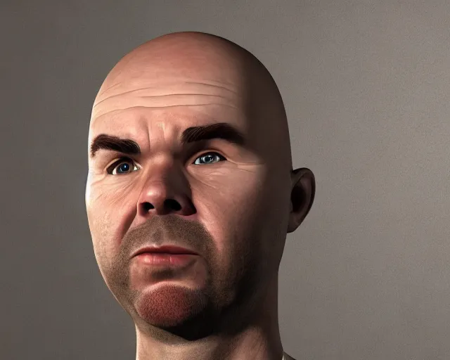 Prompt: karl pilkington, character art, by various concept artists, redshift render, hyperrealistic face, photorealistic render