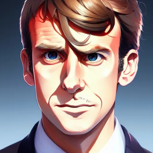 Image similar to emmanuel macron, portrait shinkai makoto studio ghibli studio key hideaki anno sakimichan stanley artgerm lau rossdraws james jean marc simonetti elegant highly detailed digital painting artstation pixiv