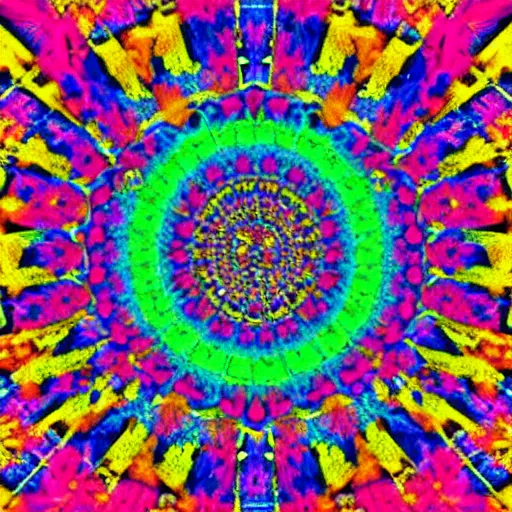 Image similar to god of psychedelics dancing in a vortex made of flowers