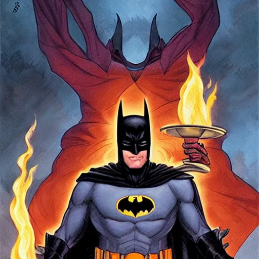 Image similar to batman holding a lit flame jean sebastien rossbach jeff easley jen bartel