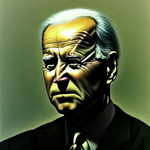 Image similar to Joe Biden looking sinister, by Zdzisław Beksiński, highly detailed