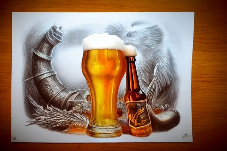 Prompt: beer, fantasy, pencil art, ultra realistic!!!, clear weather, golden hour, sharp focus