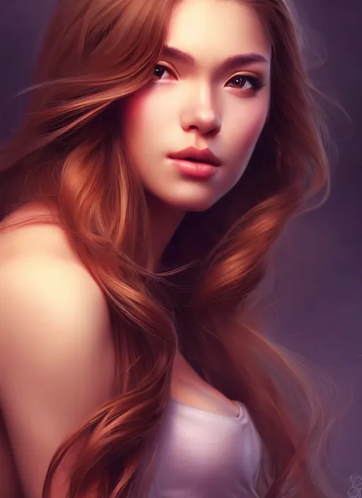 Image similar to a gorgeous female with long soft hair in the style of stefan kostic, realistic, full body shot, wide angle, sharp focus, 8 k high definition, insanely detailed, intricate, elegant, art by stanley lau and artgerm, floating embers