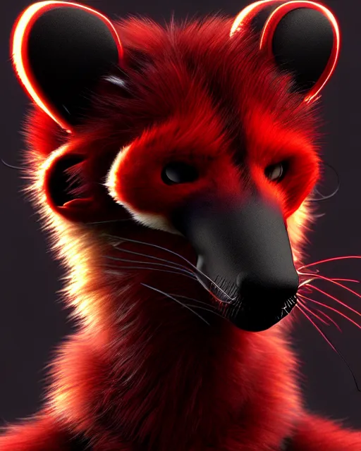 Image similar to furry - male - red - black - weasel - necromancer - fursona uhd ue 5 visual novel pc game expressions, photorealistic