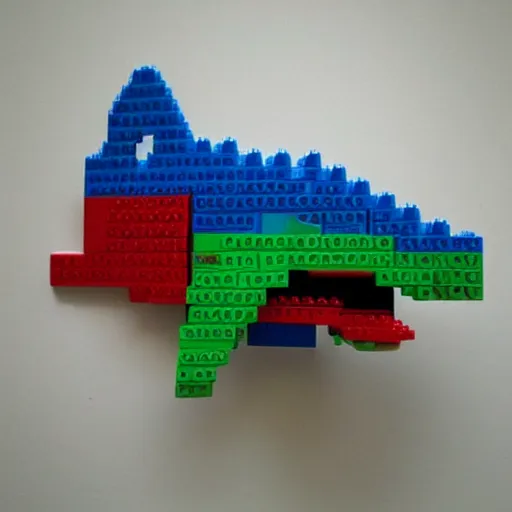 Prompt: shark made out of lego blocks, highly detailed, meticulous