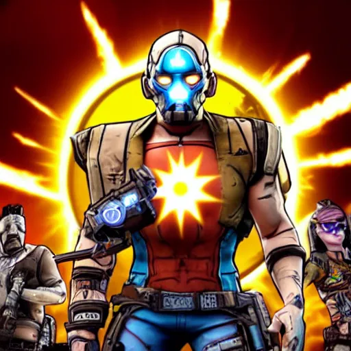 Image similar to Screenshot from new Borderlands DLC featuring Avengers, 8k photorealistic