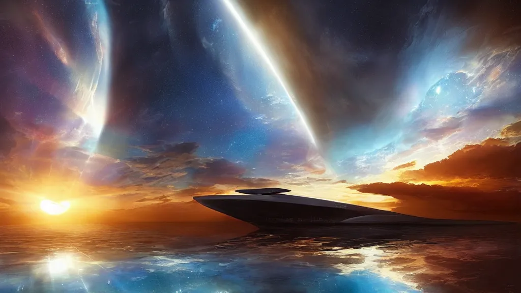 Prompt: a luxury cruiseliner spaceship by marc adamus, beautiful dramatic lighting