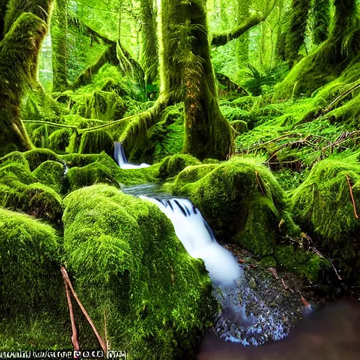 Prompt: 1 0 round pools of water in an open forest, the wood between the worlds, narnia, cs lewis, lush green forest, moss and ferns, ferns,