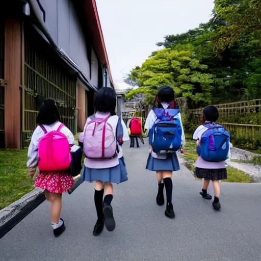 Image similar to Japanese school children walking to school